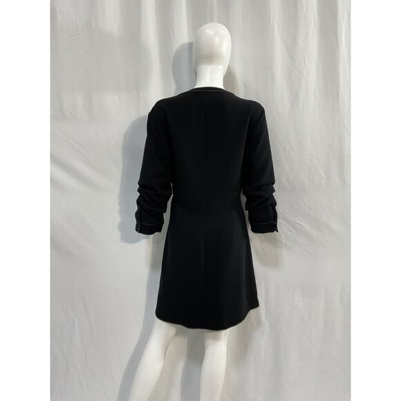Cinq A Sept 'Chelsea' Black Triacetate Wrap Mini Dress Size 14 - Picture 3 of 5